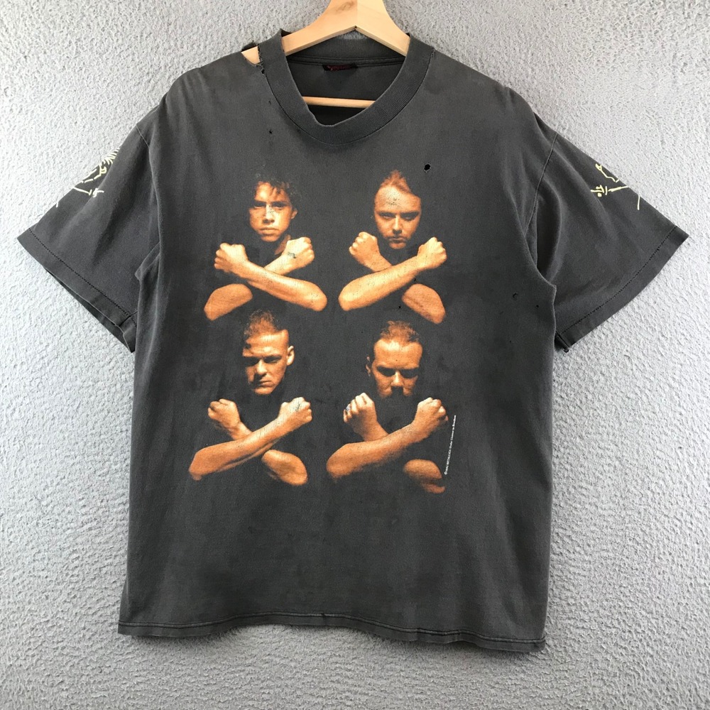 Vintage 1992 Metallica Birth School Death T Shirt Band Tee USA Made L Distressed